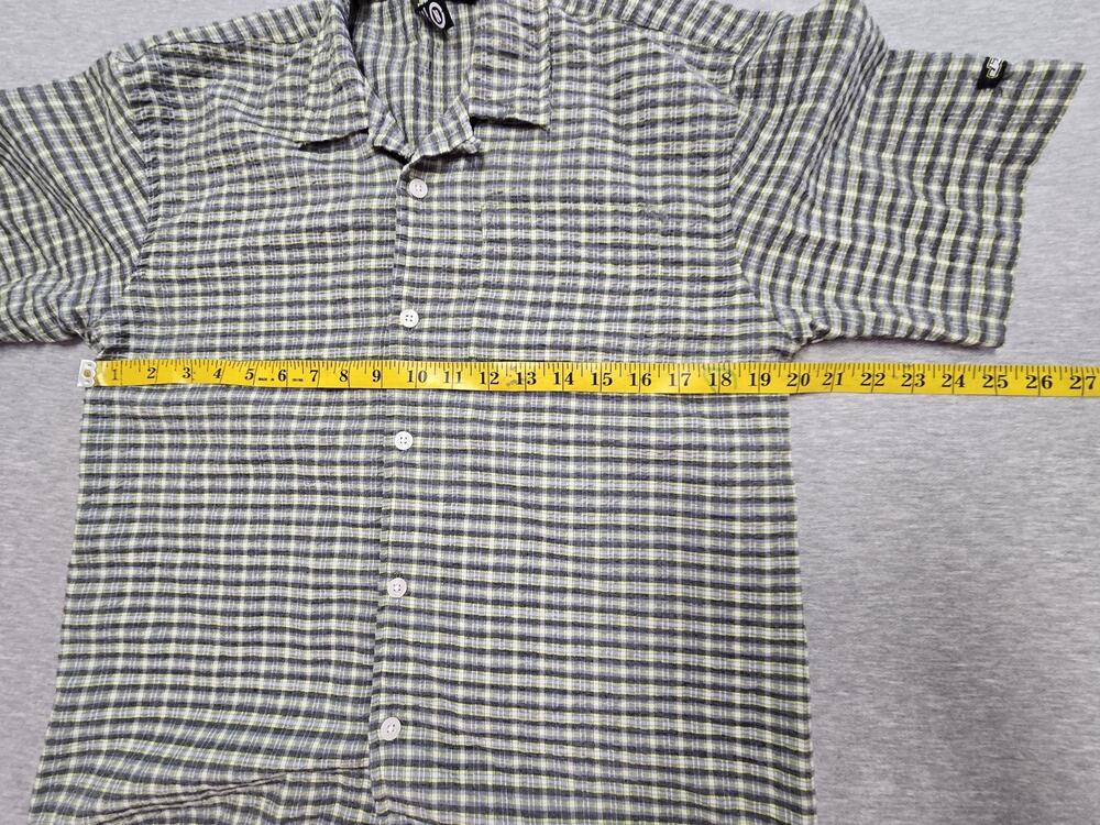 Jimmy'Z Shirt Mens Medium Gray Plaid Short Sleeve Button Up Vtg Skateboard - Picture 7 of 8